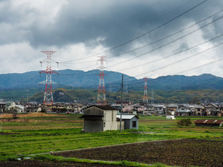 Farm land and rice fields in Nara