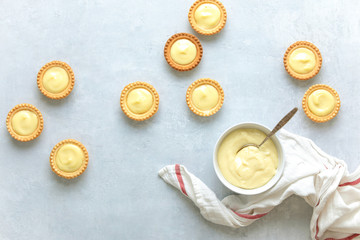 Tartlets filled with plain homemade custard