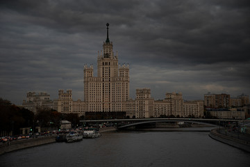 Fototapeta na wymiar moscow ministry of foreign affairs in dark and sinister view