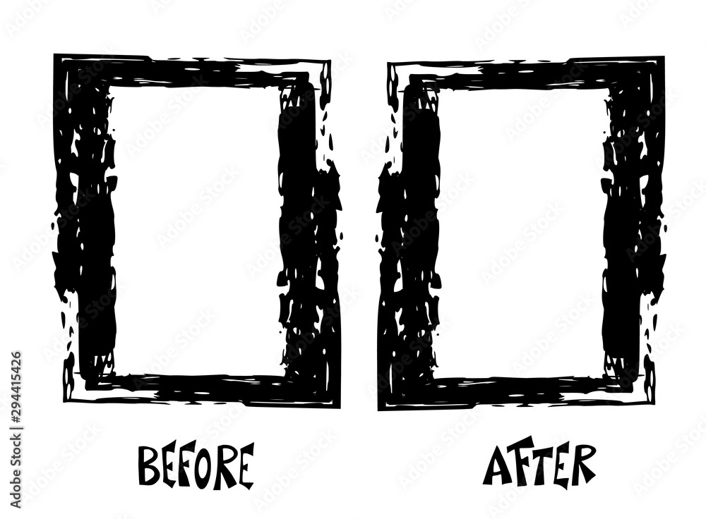 Poster before and after screen. banner with empty space.