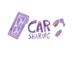 Car sharing concept. Vector flat illustration.