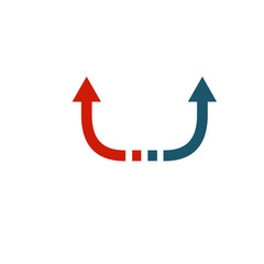 Letter U two arrows up logo icon design template element. Stock vector illustration isolated on white background.