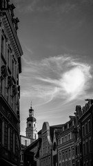 Cloud over Riga old town roofs
