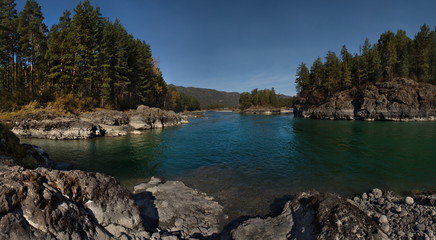 Russia. mountain Altai. The famous "Katun baths" along the Chuya highway.