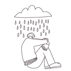 Mental disoder. Man sitting on the floor.