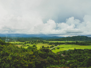 View of mountains, rivers and trees. in myanmar