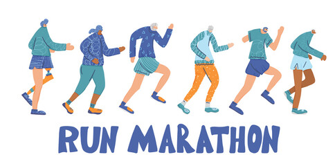 Runners group Different persons Vector flat design