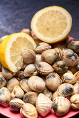 view of fresh cockles on a plate