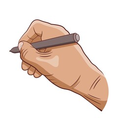 Male hand with felt tip pen on a white background. Vector illustration of a brush with a pen, an element for animation, advertising, posters and social networks. Symbol and sign of the writer