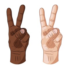 Man hand sign victory or peace. Vector illustration of a victory symbol on a white background. For web, poster, info graphic, posts in social networks and advertising