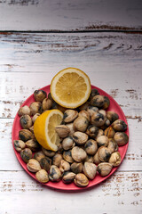 view of fresh cockles on a plate