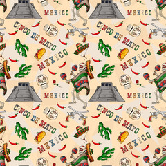 contour color 5 illustration of a seamless Mexican theme for design
