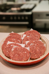 raw minced meat and sausages