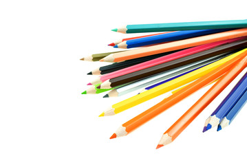 Collection of crayon de couleur for drawing at white background