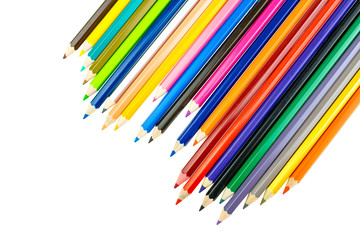Collection of crayon de couleur for drawing at white background