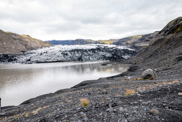 Gletscherzunge Solheimajökull des Myrdalsjökulls-Gletschers in Island