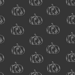 Seamless pumpkin pattern. Autumn pattern. Pumpkins on a gray background.         Nice halloween texture for textile, wrapping paper, cover, background, wallpaper.