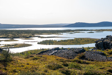 Nationalpark Thingvellier auf Island, Tektonische Erdplatten bewegen sich auseinander