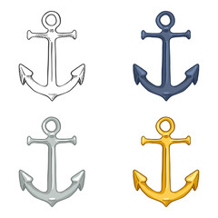 Vector Set of Anchors. Sketch and Cartoon Nautical Symbols