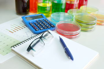 petridish and test tube in laboratory