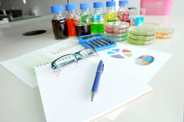 petridish and test tube in laboratory