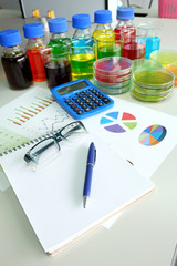 petridish and test tube in laboratory