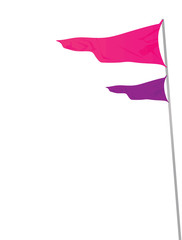 Big and small pink triangle flag. vector illustration