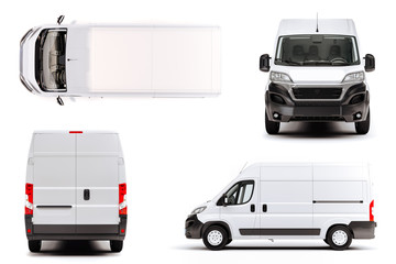 3d render of white van vehicle on white background © DigitalGenetics