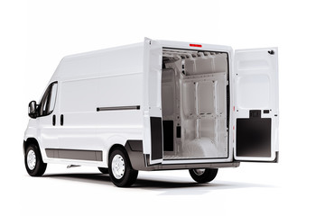 3d render of white van vehicle on white background © DigitalGenetics