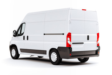 3d render of white van vehicle on white background © DigitalGenetics