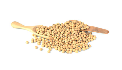 Macro shot of soybeans isolate on white background.