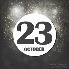 October 23 icon. For planning important day. Banner for holidays and special days. Vector illustration in black and white colors.