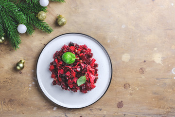 Traditional Russian beet salad Vinaigrette