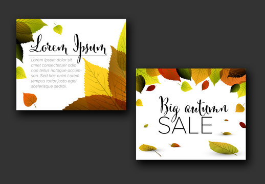 Autumn Inline Rectangle Banner Layout with Illustrative Leaves