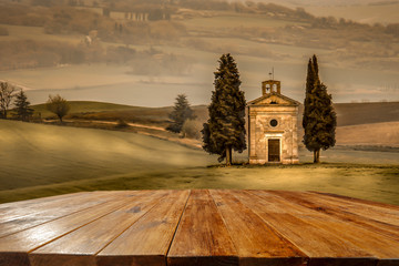 Autumn landscape of Tuscany and fall time.  Free space for your decoration. 