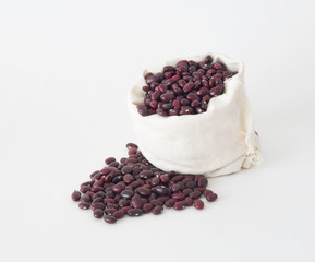 Red beans raw in a bag