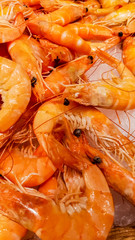 Red prawns at the fish market