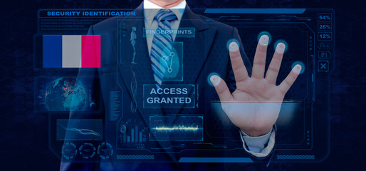 Finger Print Biometric Scanning Identification System. Businessman scan fingerprint biometric...