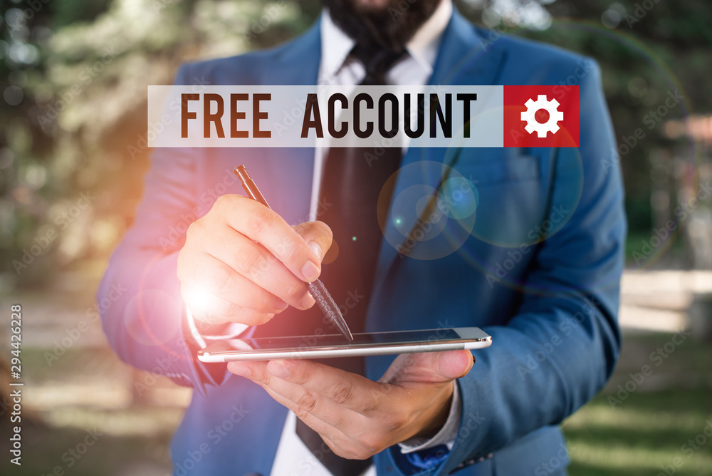 Poster text sign showing free account. business photo showcasing signing up demonstratingal information or 