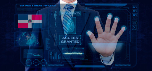 Finger Print Biometric Scanning Identification System. Businessman scan fingerprint biometric...