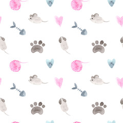 Materiał do szycia Watercolor set. Hand painted Illustration isolated on white background.