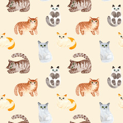 Watercolor cute cat. Hand painted Illustration isolated on white background.