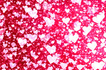 Beautiful confetti hearts falling. Valentine's Day abstract red background with hearts