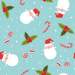Fototapeta na wymiar Seamless pattern with Christmas and Happy new year items. Vector illustration.