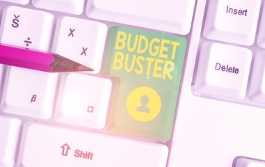 Writing note showing Budget Buster. Business concept for Carefree Spending Bargains Unnecessary...