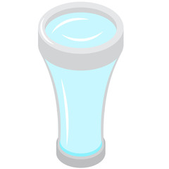 Isometry glass of water. Healthy eating, diet. Element for logo, game, print, poster or other design project. Vector illustration.