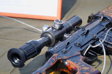 The upgraded Kalashnikov AK47 assault rifle with optical sight