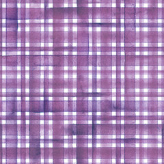 Watercolor stripe plaid seamless pattern. Colorful stripes background