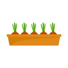 Onion in ground pot icon. Flat illustration of onion in ground pot vector icon for web design