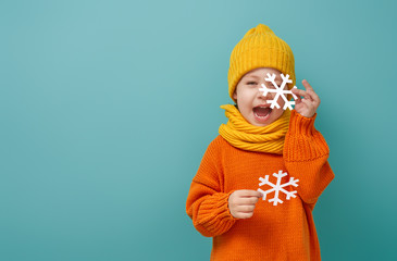 Winter portrait of happy child